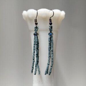 Handmade Beaded Tassel Earrings With Glass AB Beads Nickel Free